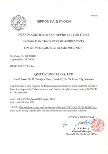 NIPPON KAIJI KYOKAI CERTIFICATE